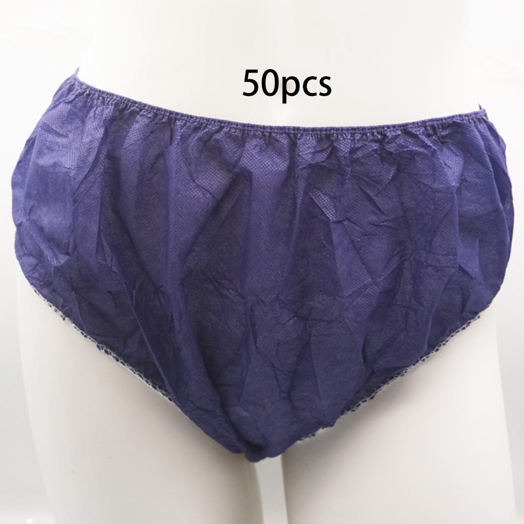 50x Disposable Panties with Elastic Waistband Soft for SPA Travel Blue