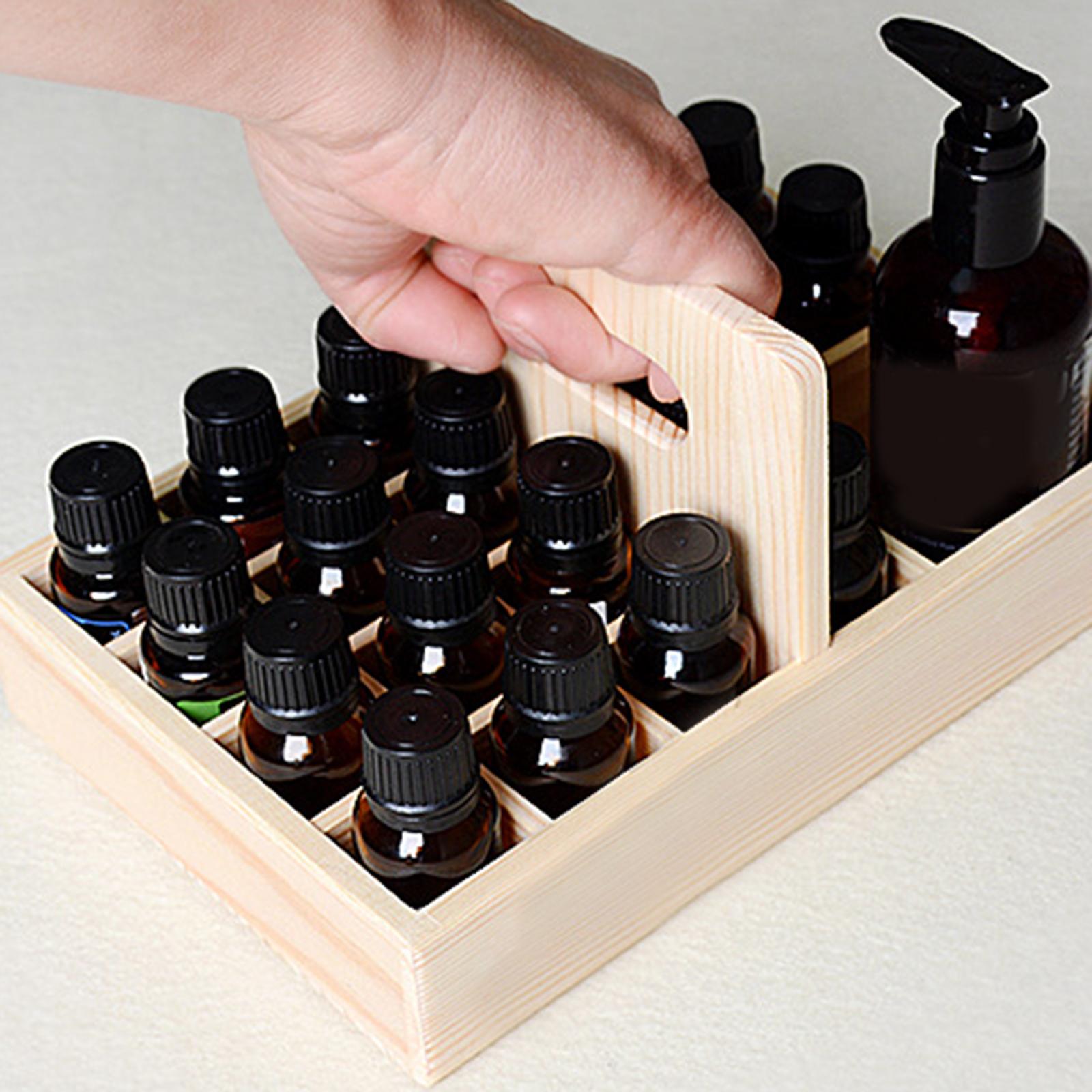 Essential Oil Storage Box Case Natural Wooden Safe for Display Home Travel