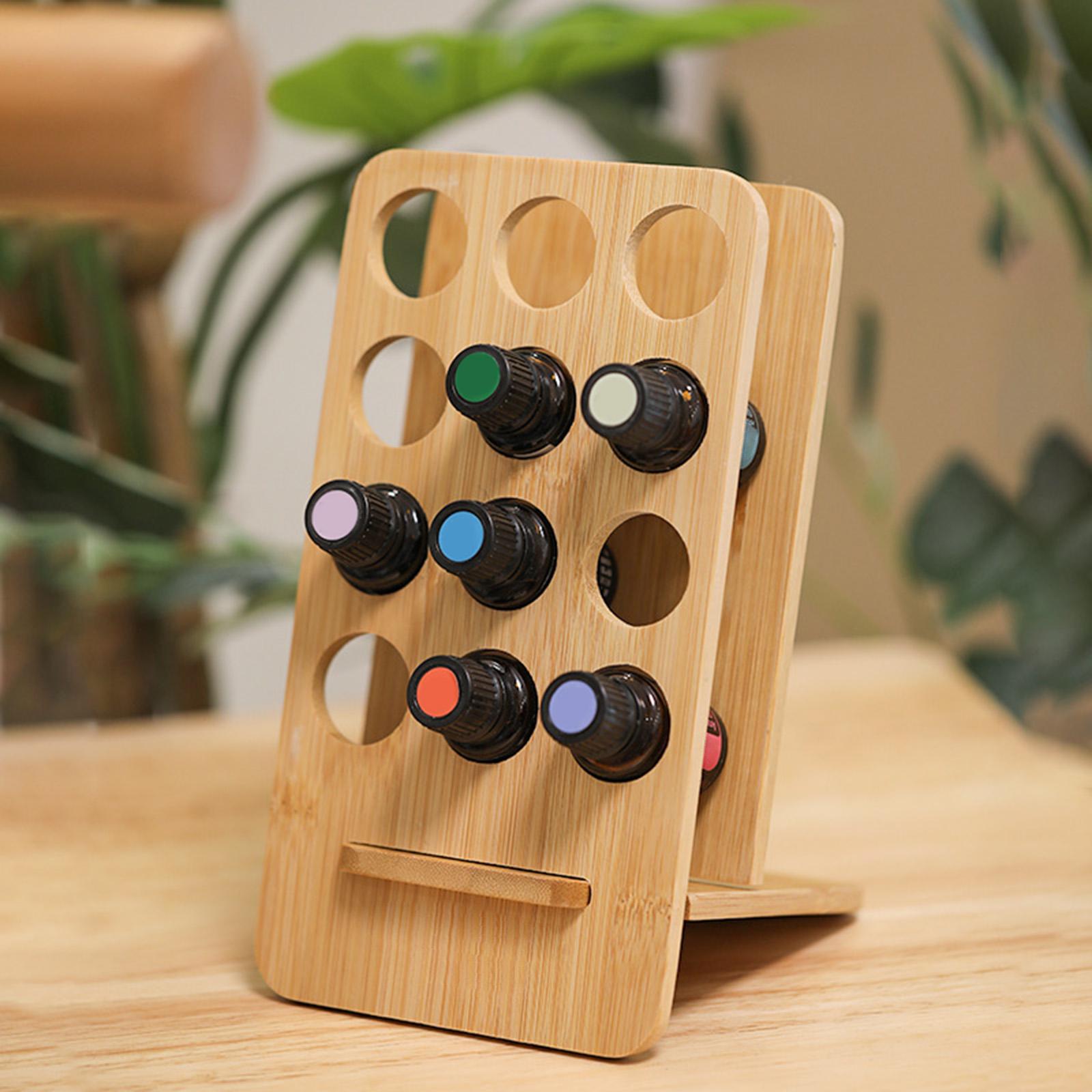 12 Slots Wooden Essential Oil Rack Stand Display SPA Aromatherapy Holder