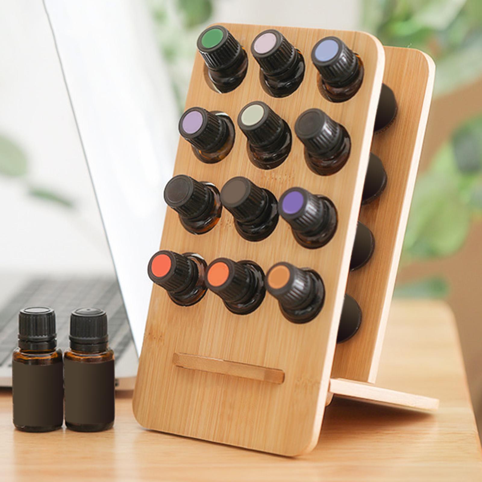 12 Slots Wooden Essential Oil Rack Stand Display SPA Aromatherapy Holder
