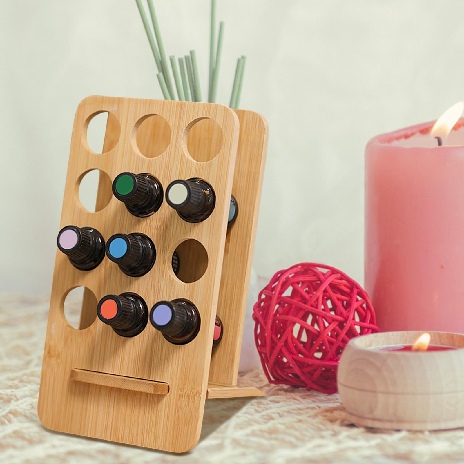 12 Slots Wooden Essential Oil Rack Stand Display SPA Aromatherapy Holder