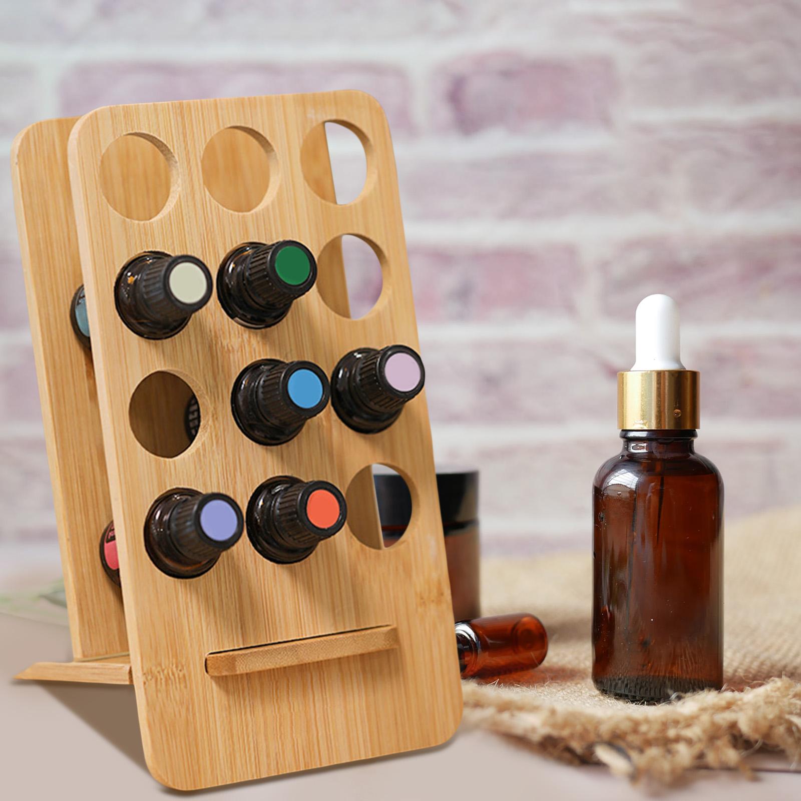 12 Slots Wooden Essential Oil Rack Stand Display SPA Aromatherapy Holder