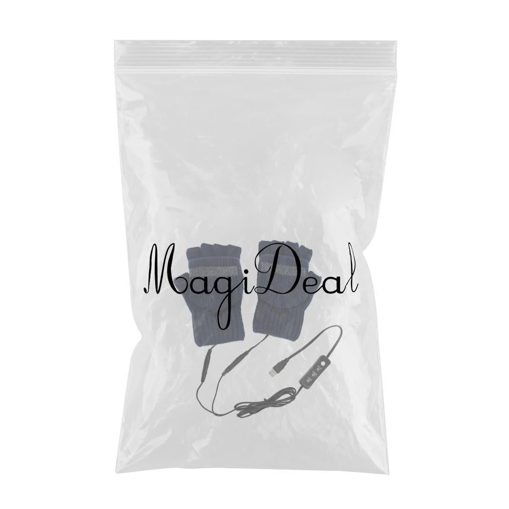USB Heated Gloves for Winter blue Double side adjust temperature