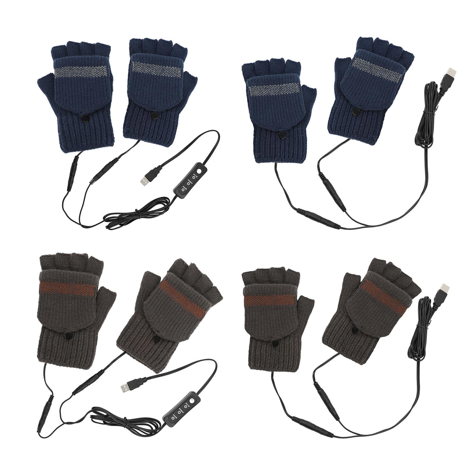 USB Heated Gloves for Winter blue Double side adjust temperature