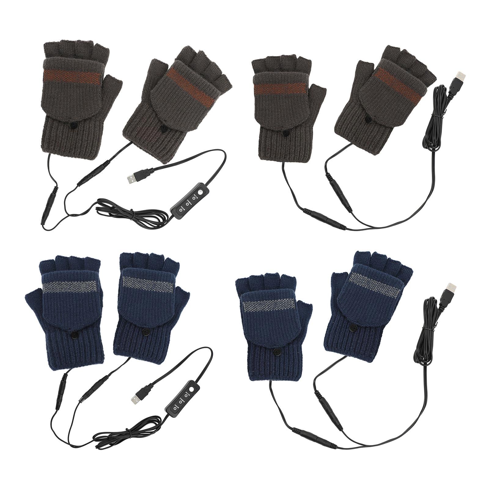 USB Heated Gloves for Winter blue Double side adjust temperature