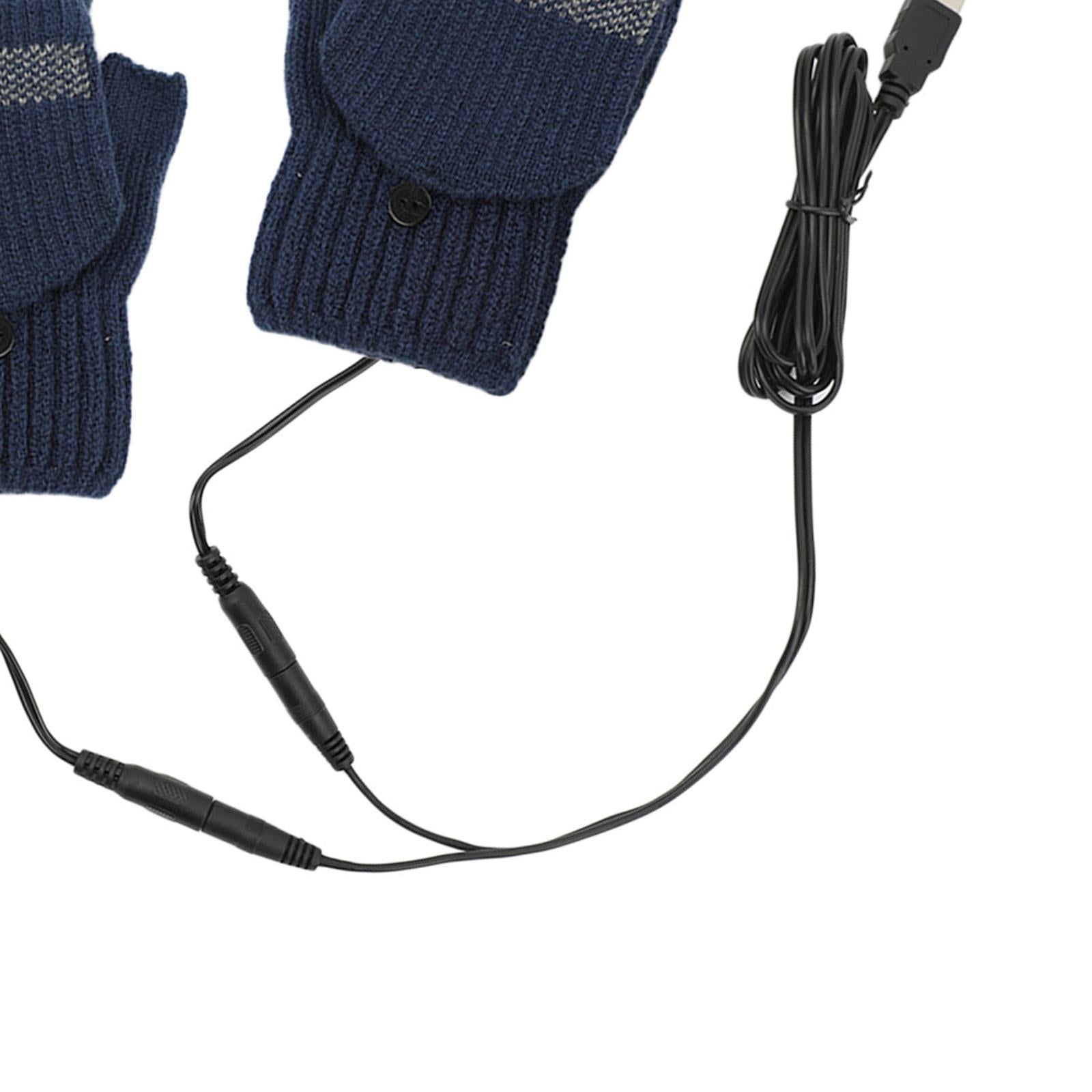 USB Heated Gloves for Winter blue Double side unadjust temperature