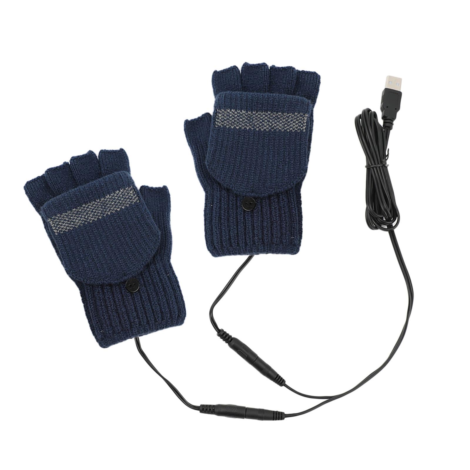 USB Heated Gloves for Winter blue Double side unadjust temperature