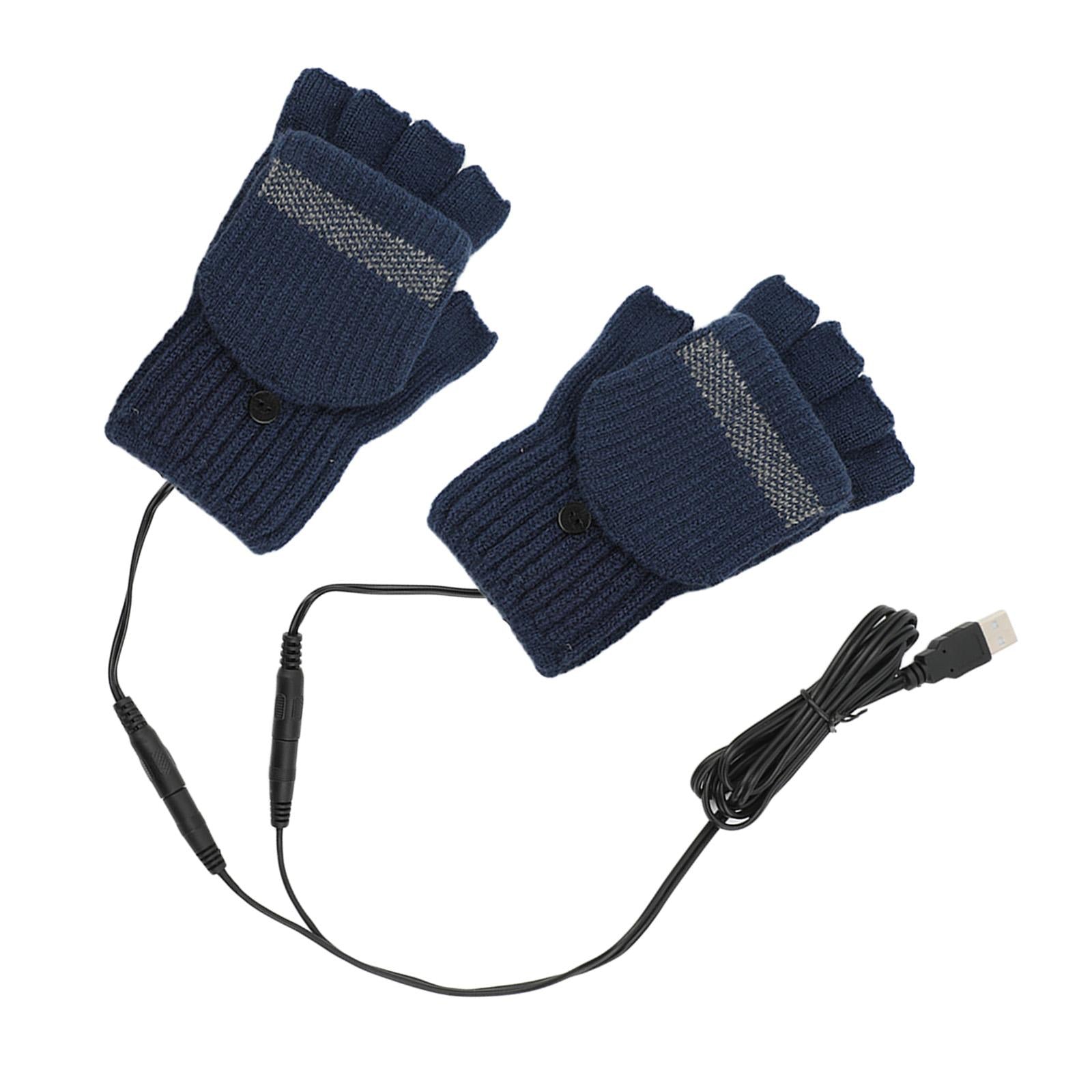 USB Heated Gloves for Winter blue Double side unadjust temperature