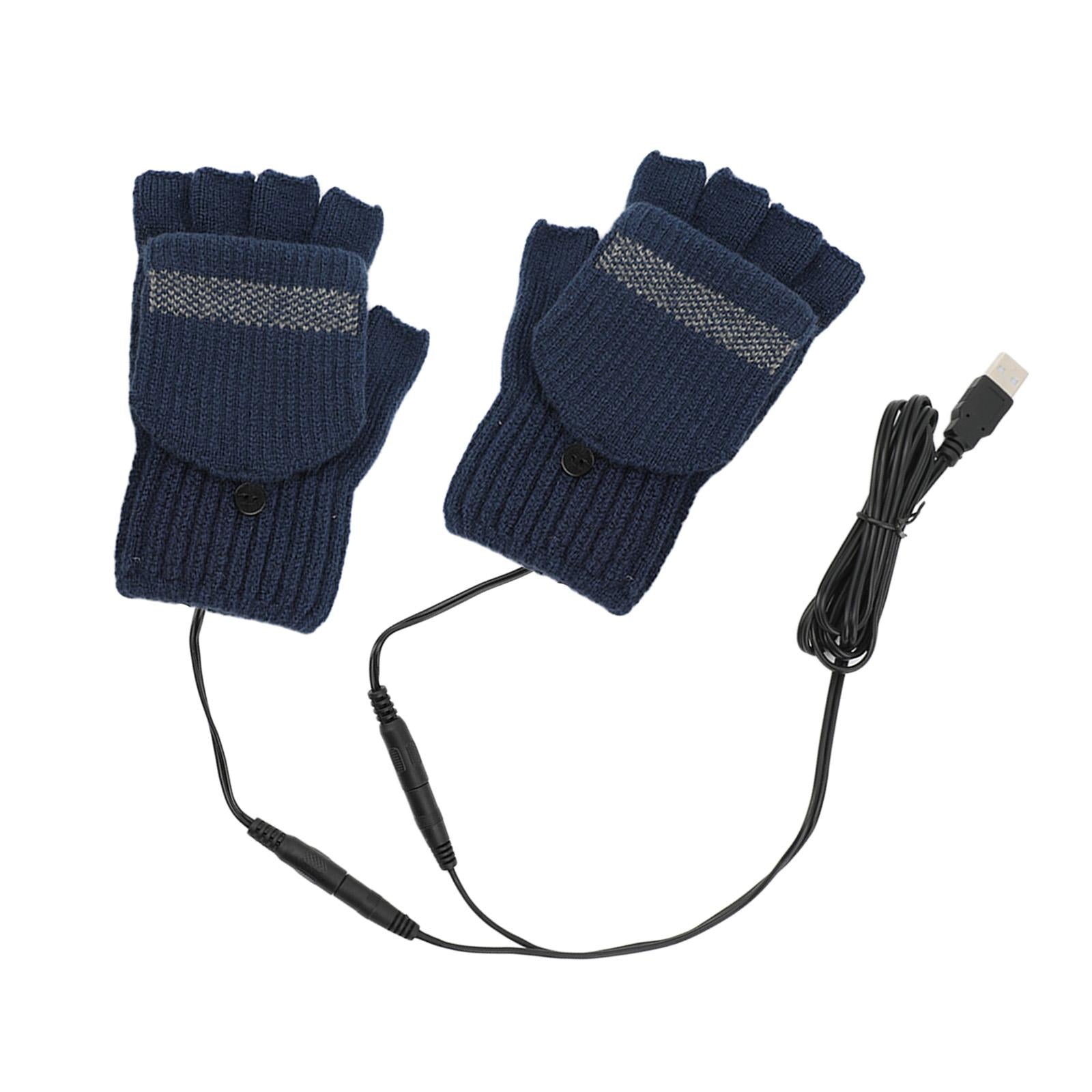 USB Heated Gloves for Winter blue Double side unadjust temperature