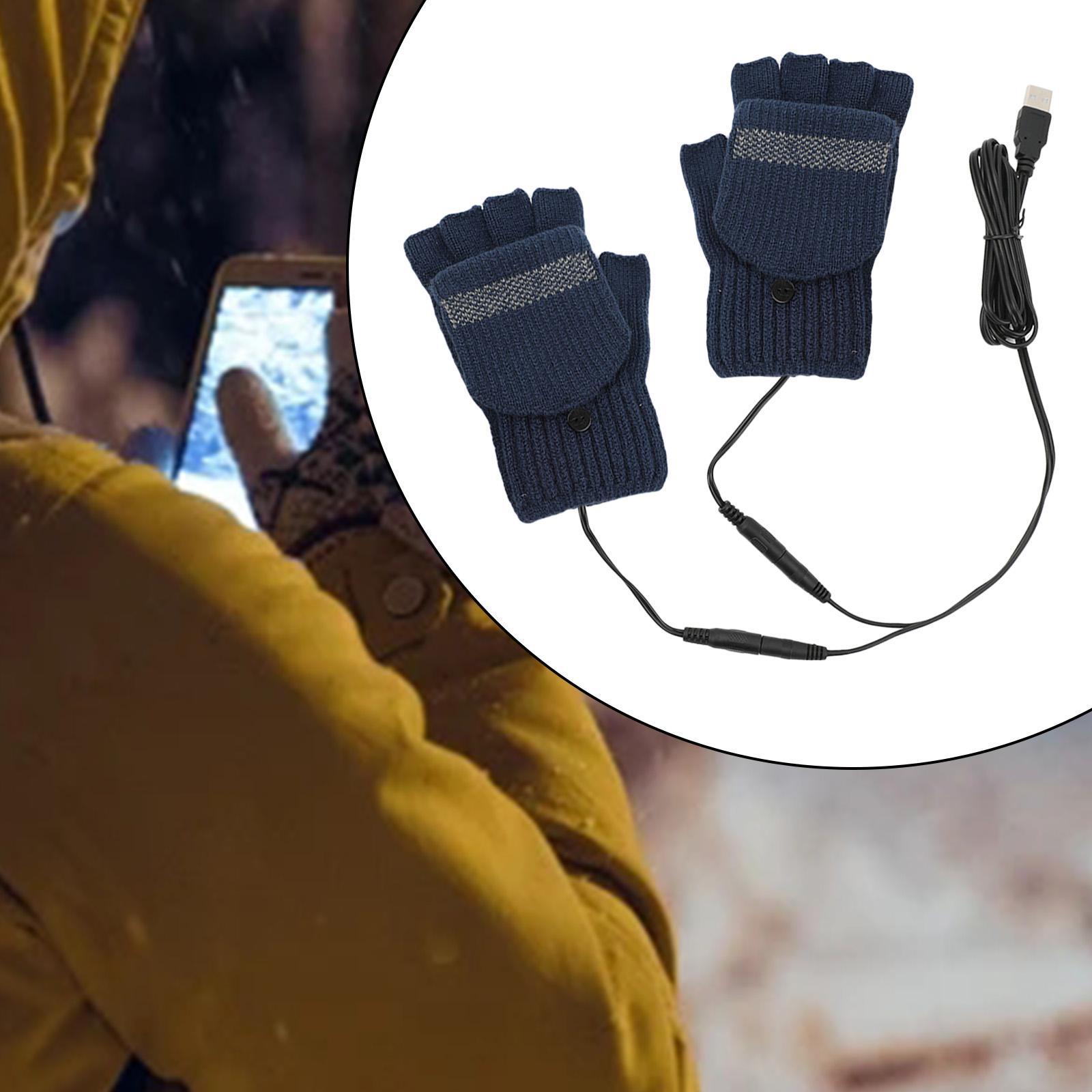 USB Heated Gloves for Winter blue Double side unadjust temperature