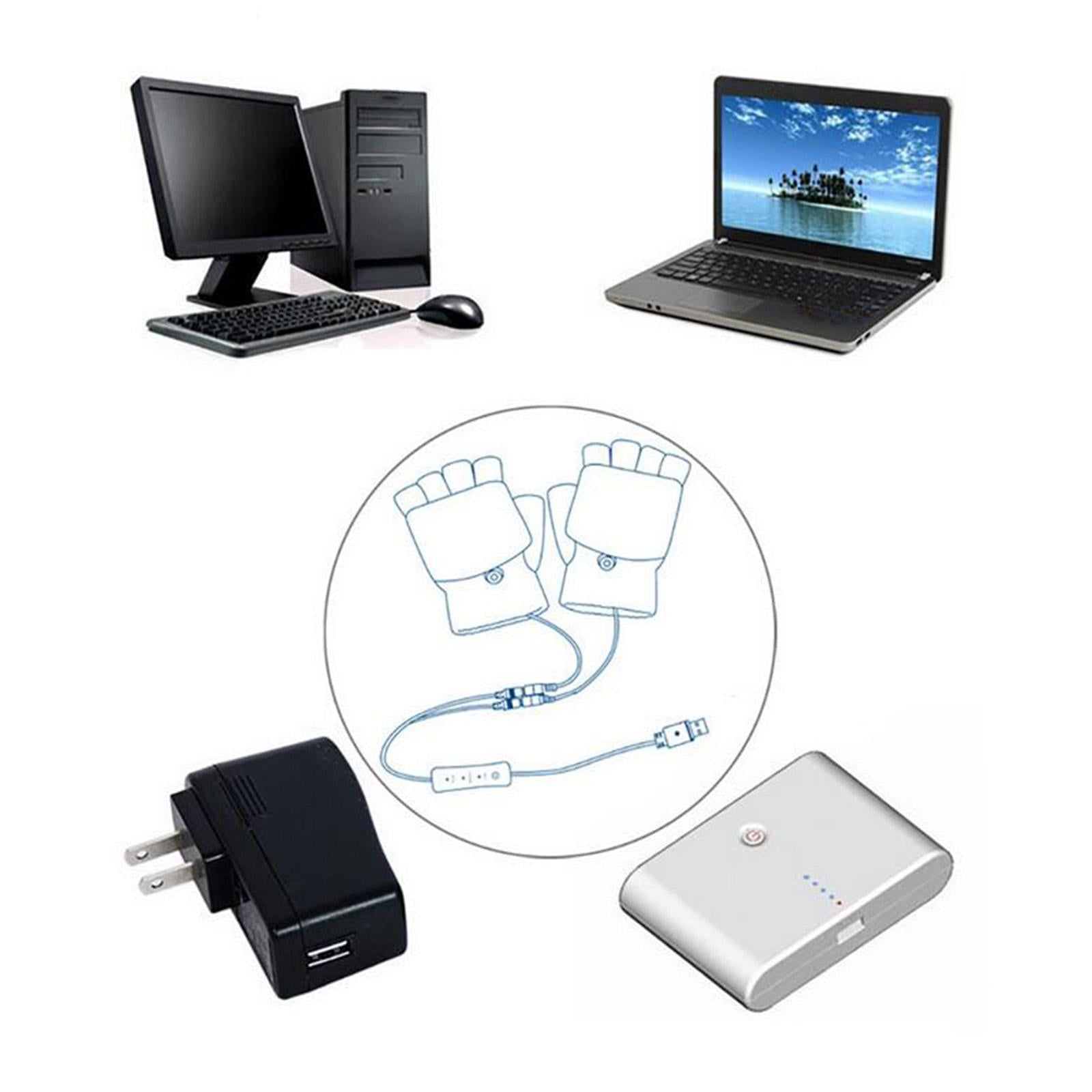 USB Heated Gloves for Winter blue Single side adjust temperature
