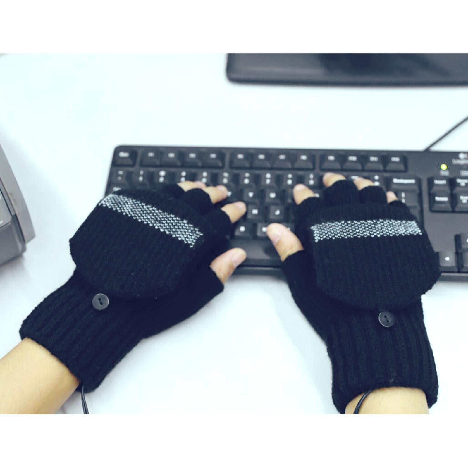 USB Heated Gloves for Winter blue Single side adjust temperature