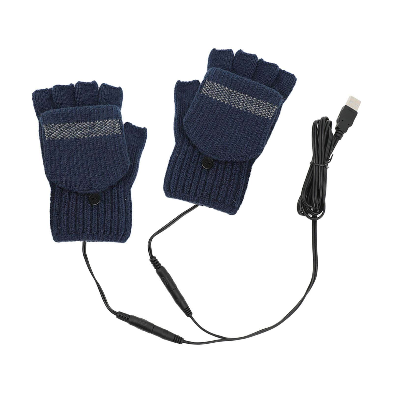 USB Heated Gloves for Winter blue Single side unadjust temperature