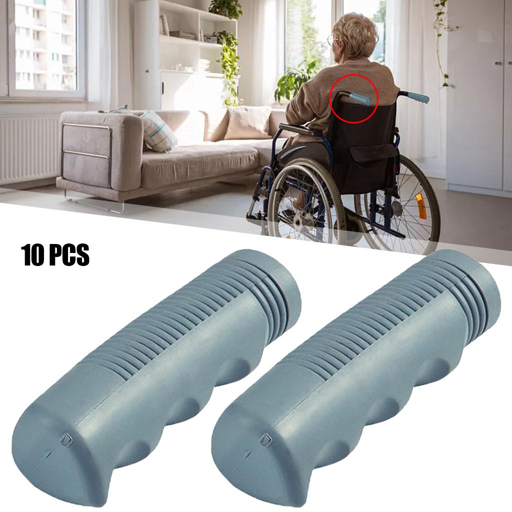 10Pieces Wheelchair Handle Grip Non-Slip PVC Replacement for Dia 7/8 inch Blue