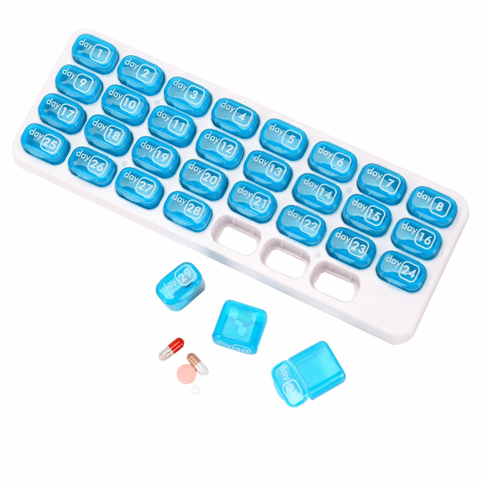 31-Grids Pill Box Monthly 31 Days 31 Compartments for Travel Capsule Elders Red