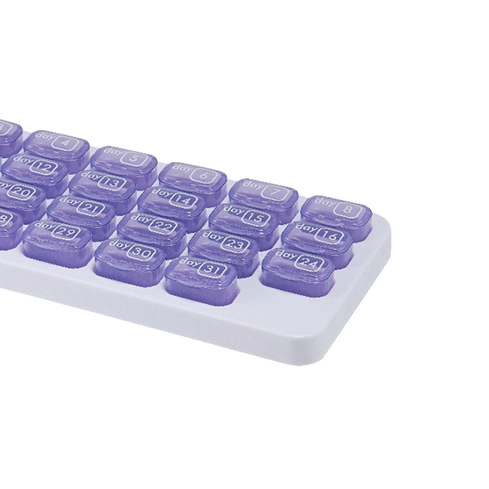 31-Grids Pill Box Monthly 31 Days 31 Compartments for Travel Capsule Elders Purple