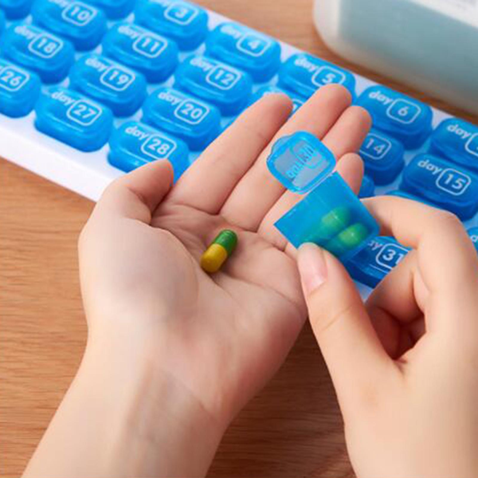 31-Grids Pill Box Monthly 31 Days 31 Compartments for Travel Capsule Elders Purple