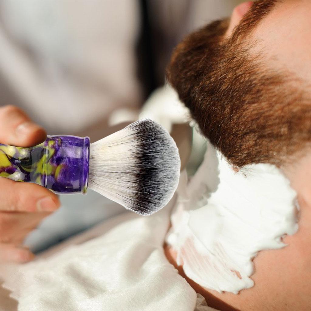 Barber Men's Shaving Brush Soft Hair with Handle for Facial Beard Cleaning Purple