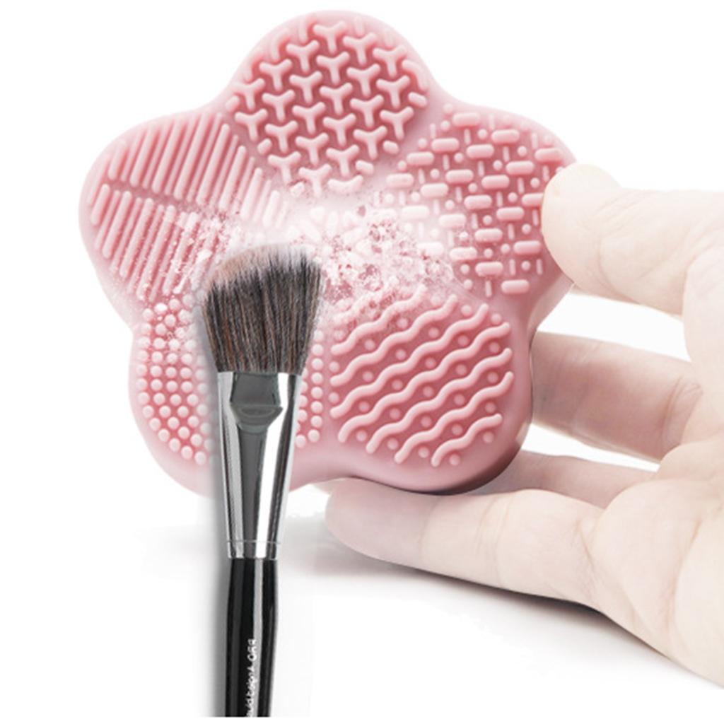 Cosmetic Brush Cleaning Pad with Color Removal Sponge Accessories Pink