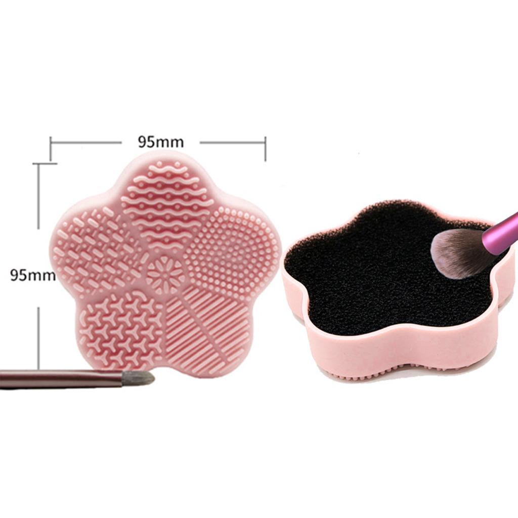 Cosmetic Brush Cleaning Pad with Color Removal Sponge Accessories Pink