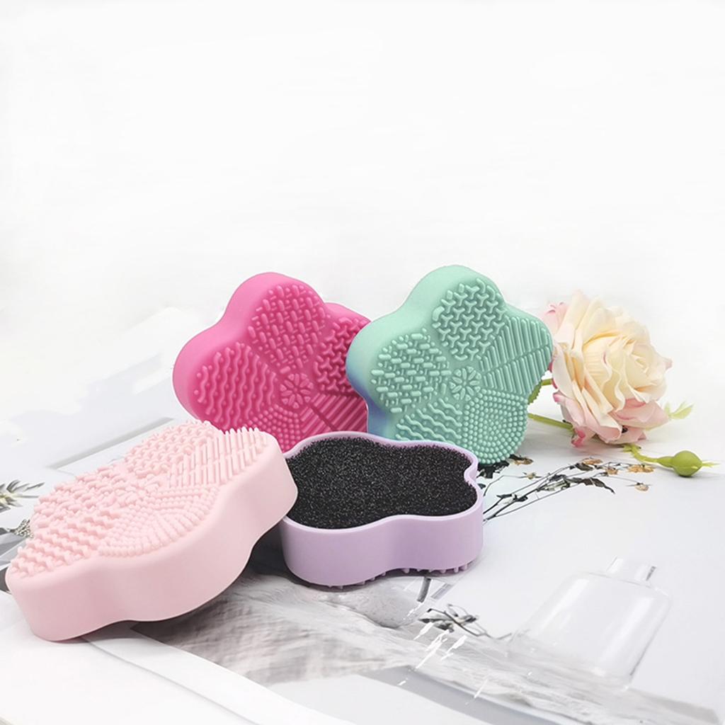 Cosmetic Brush Cleaning Pad with Color Removal Sponge Accessories Pink
