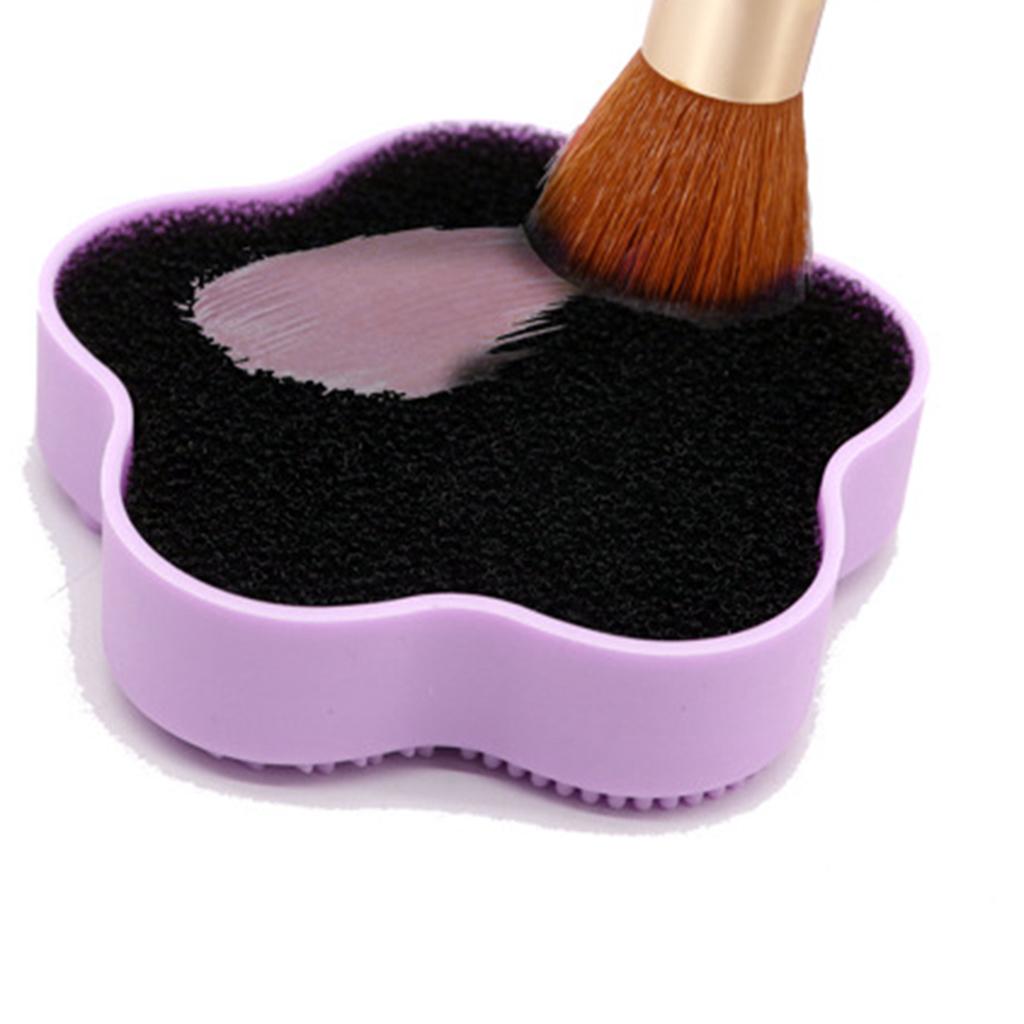 Cosmetic Brush Cleaning Pad with Color Removal Sponge Accessories Purple