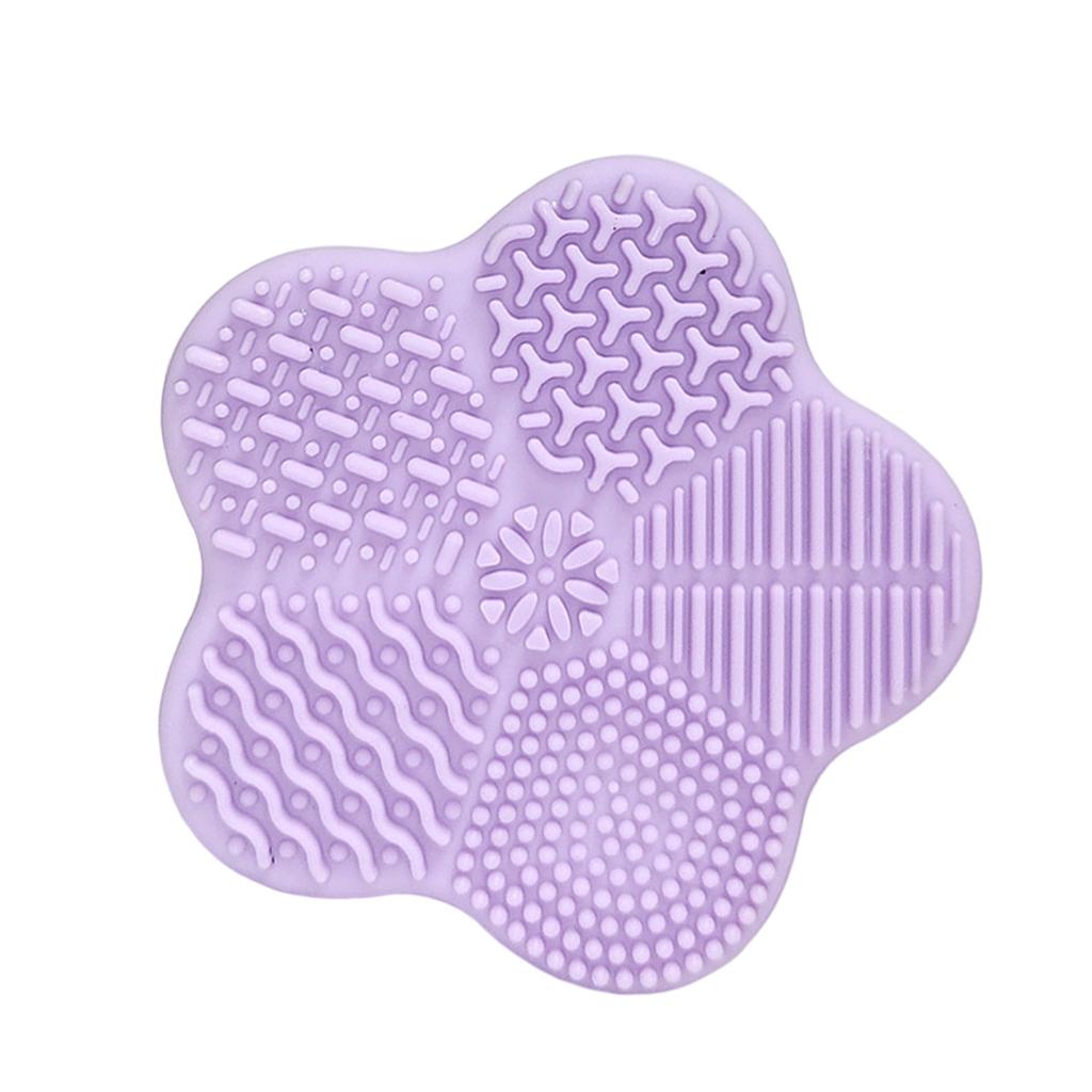 Cosmetic Brush Cleaning Pad with Color Removal Sponge Accessories Purple