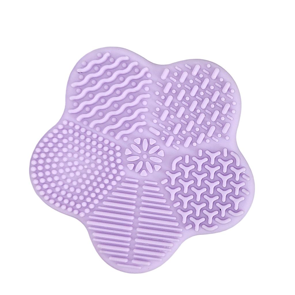 Cosmetic Brush Cleaning Pad with Color Removal Sponge Accessories Purple