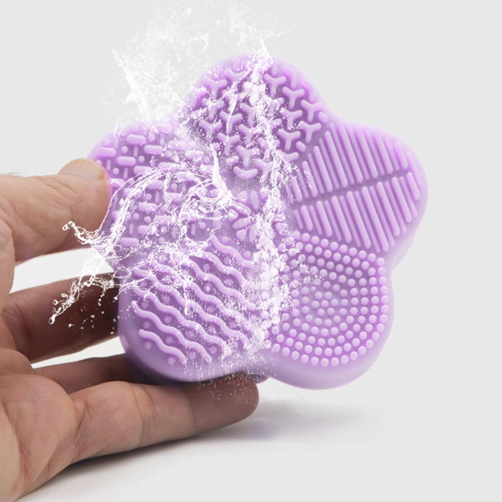 Cosmetic Brush Cleaning Pad with Color Removal Sponge Accessories Purple