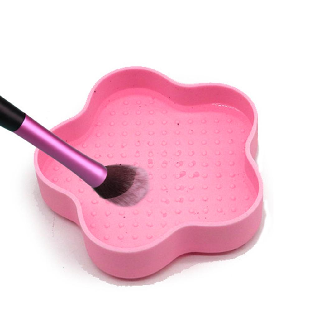 Cosmetic Brush Cleaning Pad with Color Removal Sponge Accessories Red