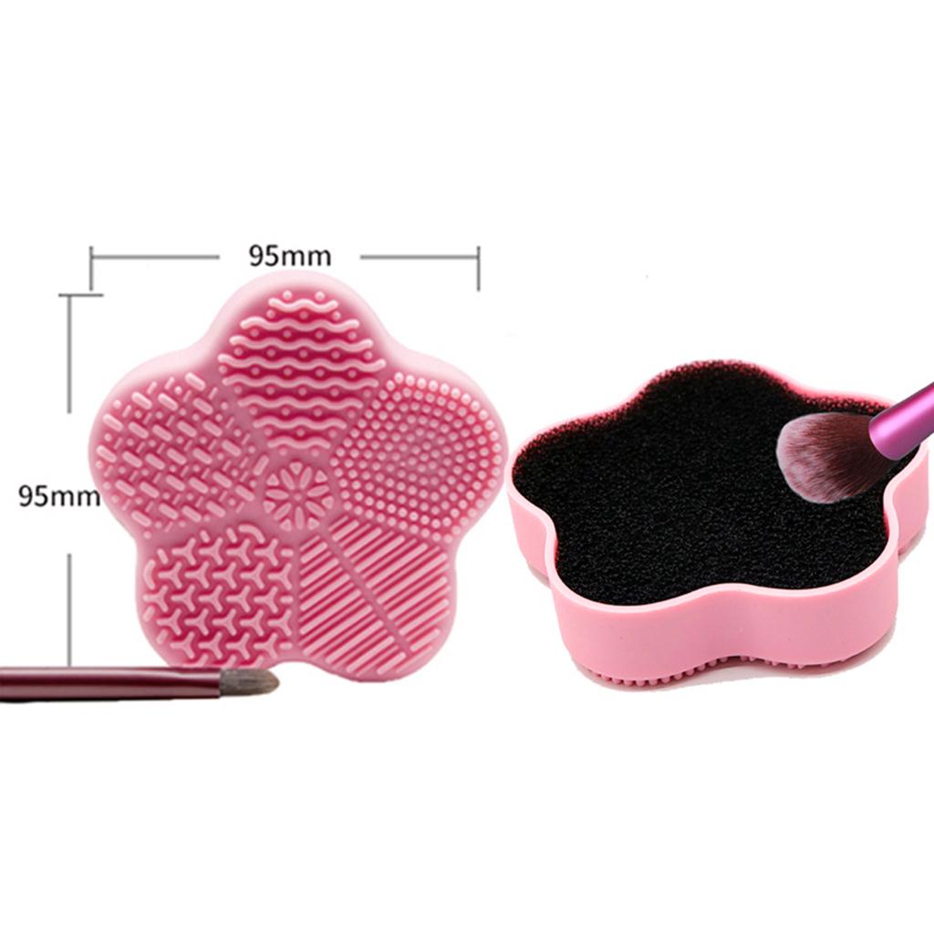Cosmetic Brush Cleaning Pad with Color Removal Sponge Accessories Red