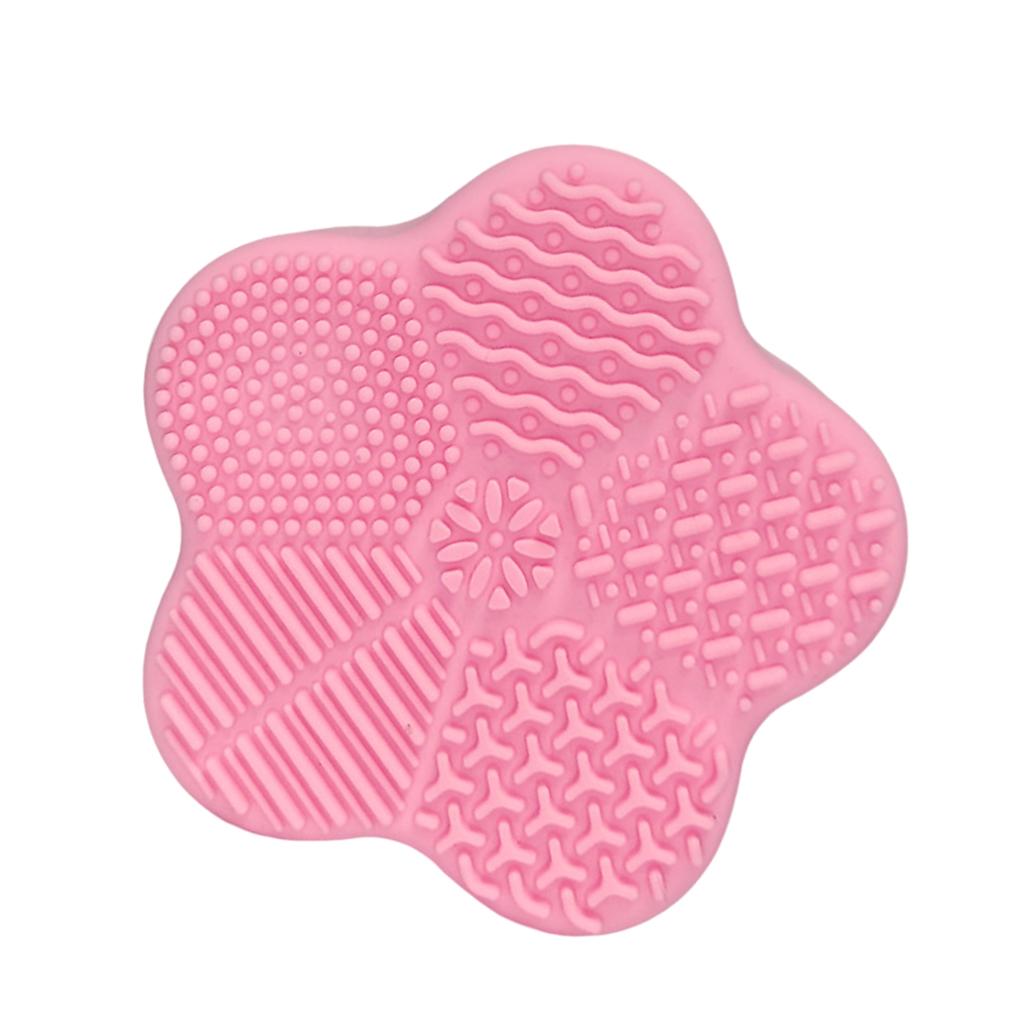 Cosmetic Brush Cleaning Pad with Color Removal Sponge Accessories Red