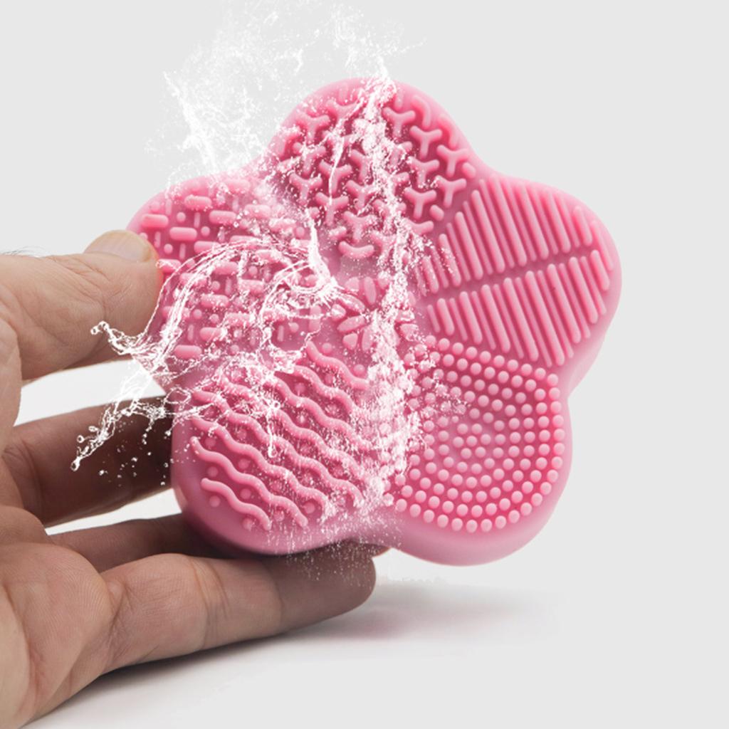 Cosmetic Brush Cleaning Pad with Color Removal Sponge Accessories Red