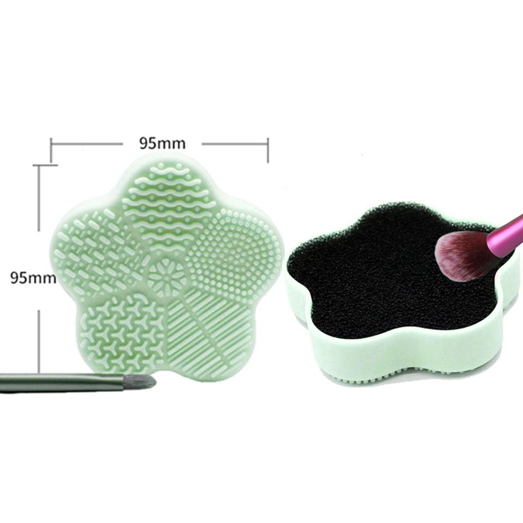 Cosmetic Brush Cleaning Pad with Color Removal Sponge Accessories Green