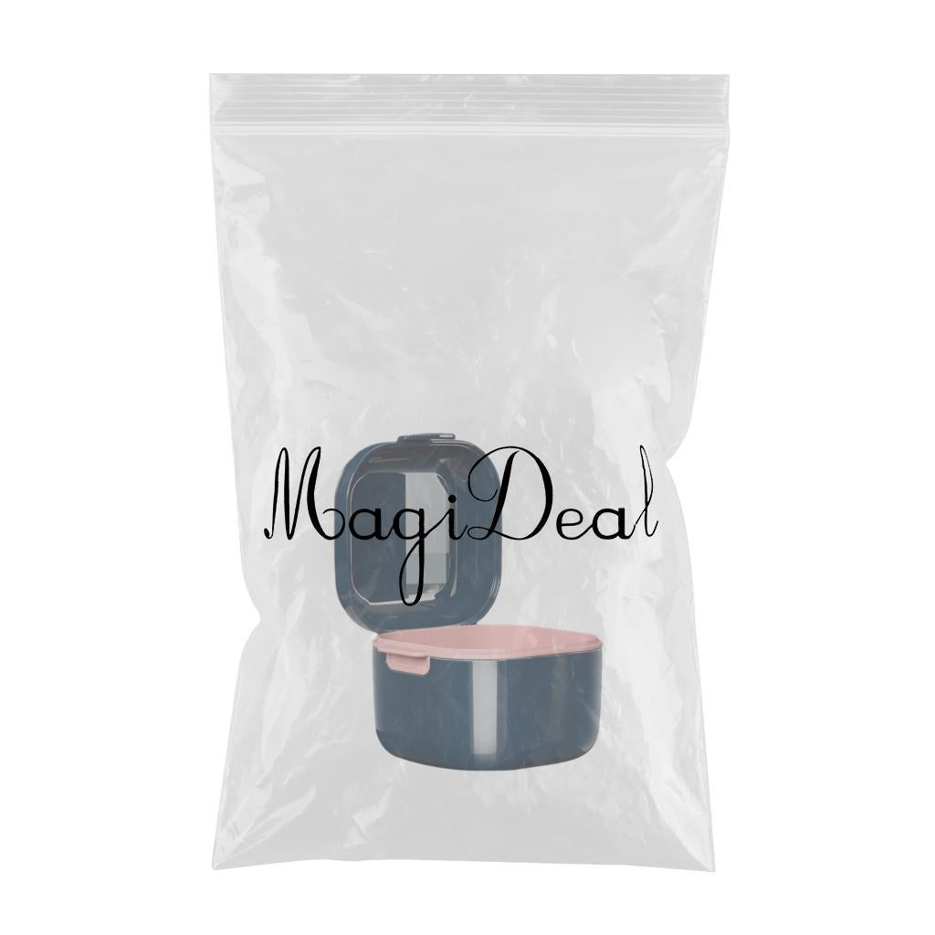 Denture Case w/ Strainer Basket Bath Cleaning Soaking for Night Guard Blue