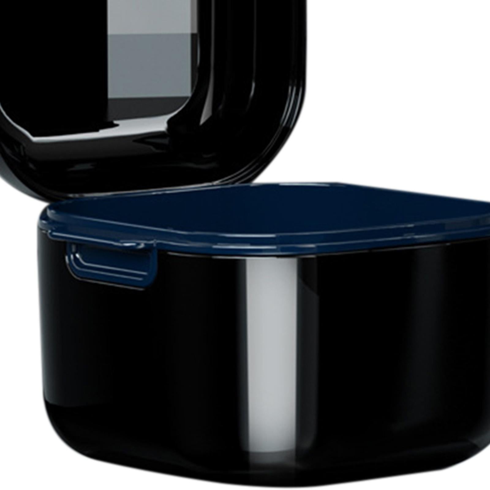 Denture Case w/ Strainer Basket Bath Cleaning Soaking for Night Guard Black