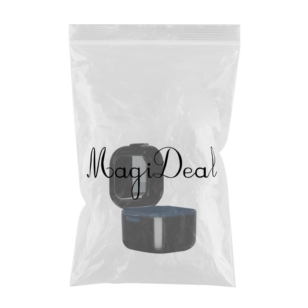 Denture Case w/ Strainer Basket Bath Cleaning Soaking for Night Guard Black