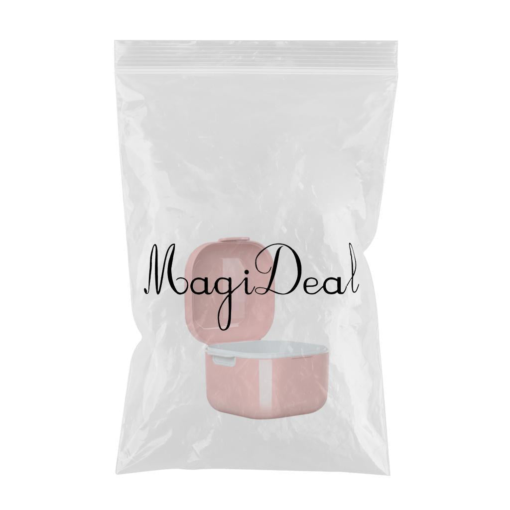 Denture Case w/ Strainer Basket Bath Cleaning Soaking for Night Guard Pink