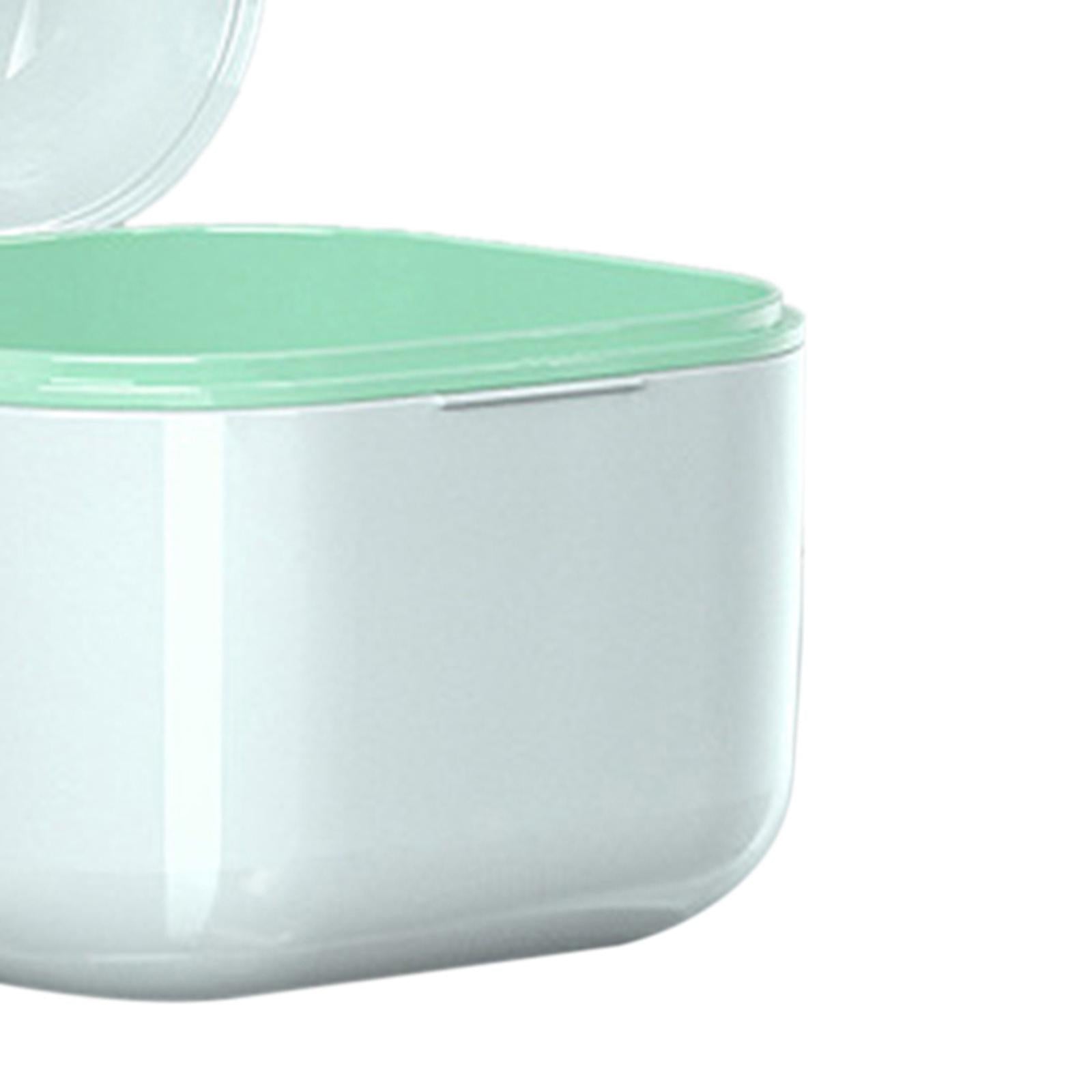 Denture Case w/ Strainer Basket Bath Cleaning Soaking for Night Guard White