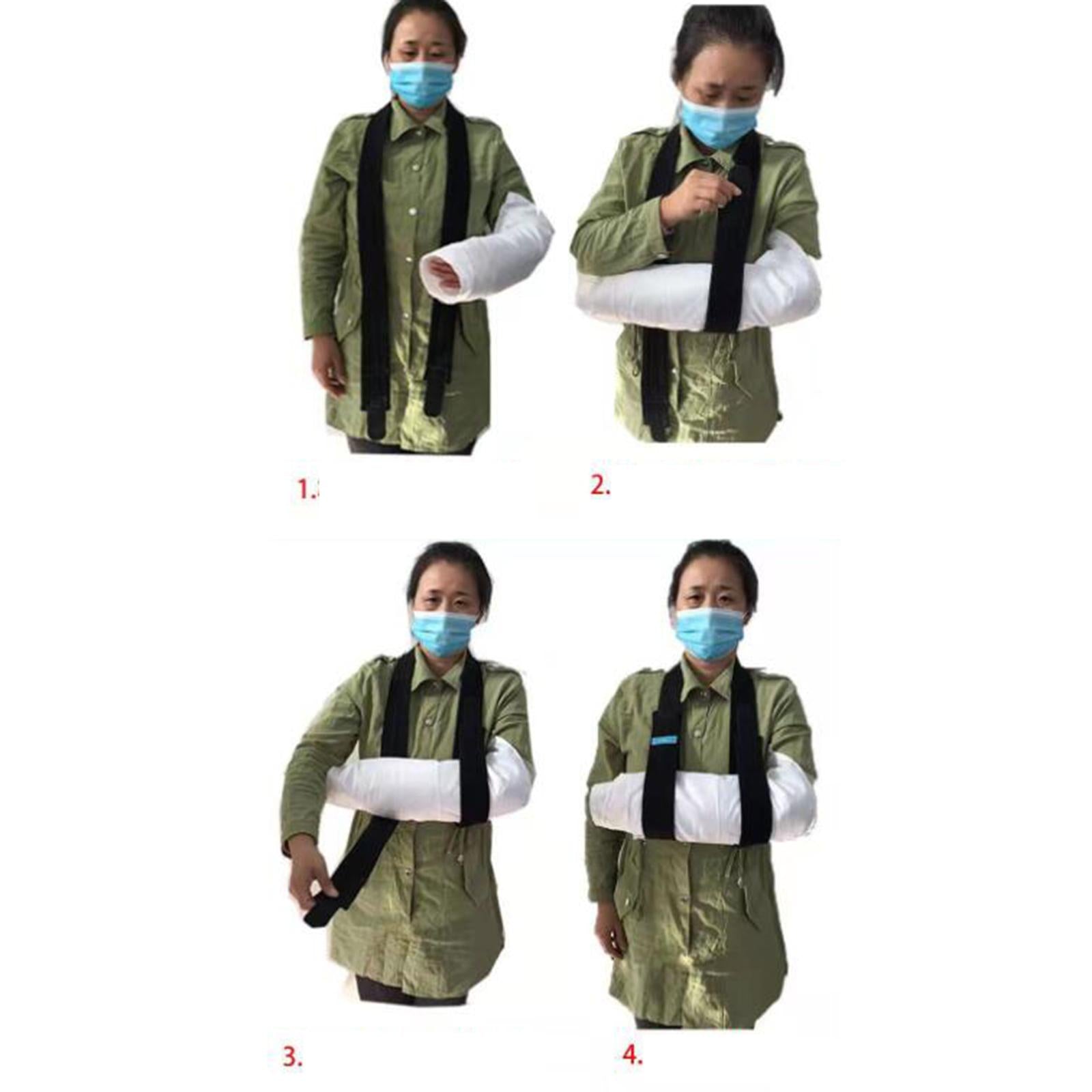 Arm Sling Lightweight Left or Right Arm Simple for Sprains Men Women Kids M Black