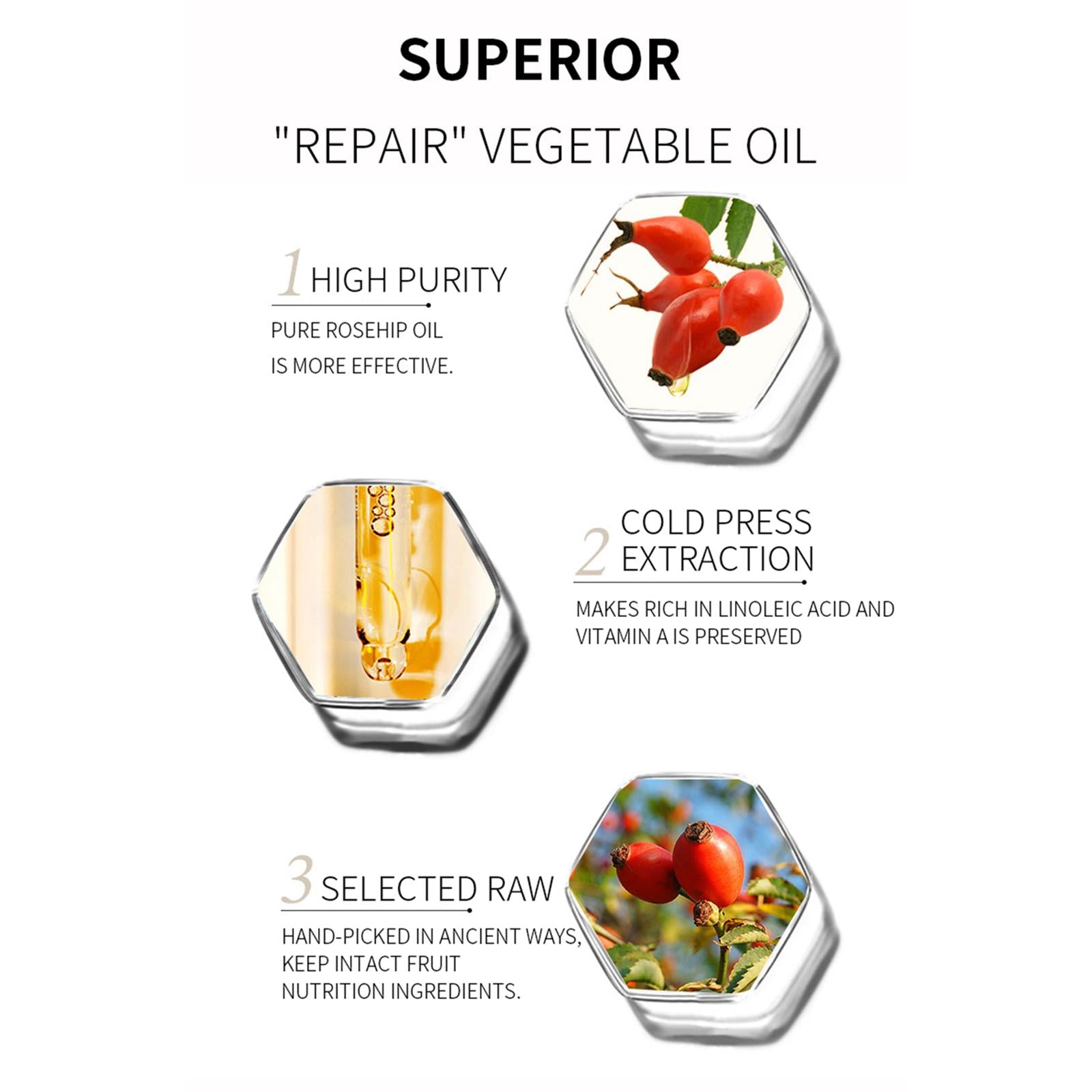 10G Pure Rosehip Oil Reduce Scars Wrinkles Hydrating Organic Anti Aging