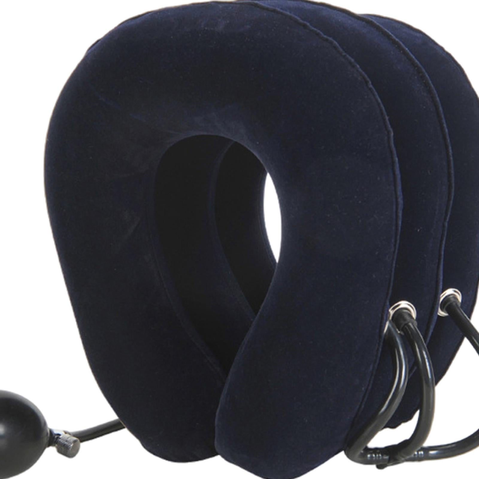 Neck Traction Device Inflatable Neck Stretcher Support Pillow Dark Blue