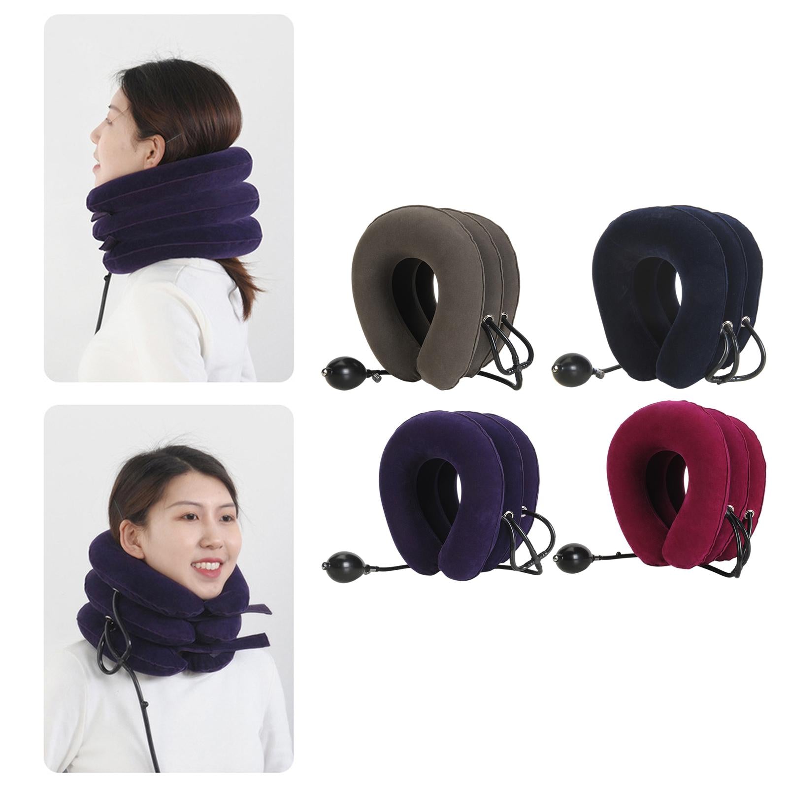 Neck Traction Device Inflatable Neck Stretcher Support Pillow Dark Blue