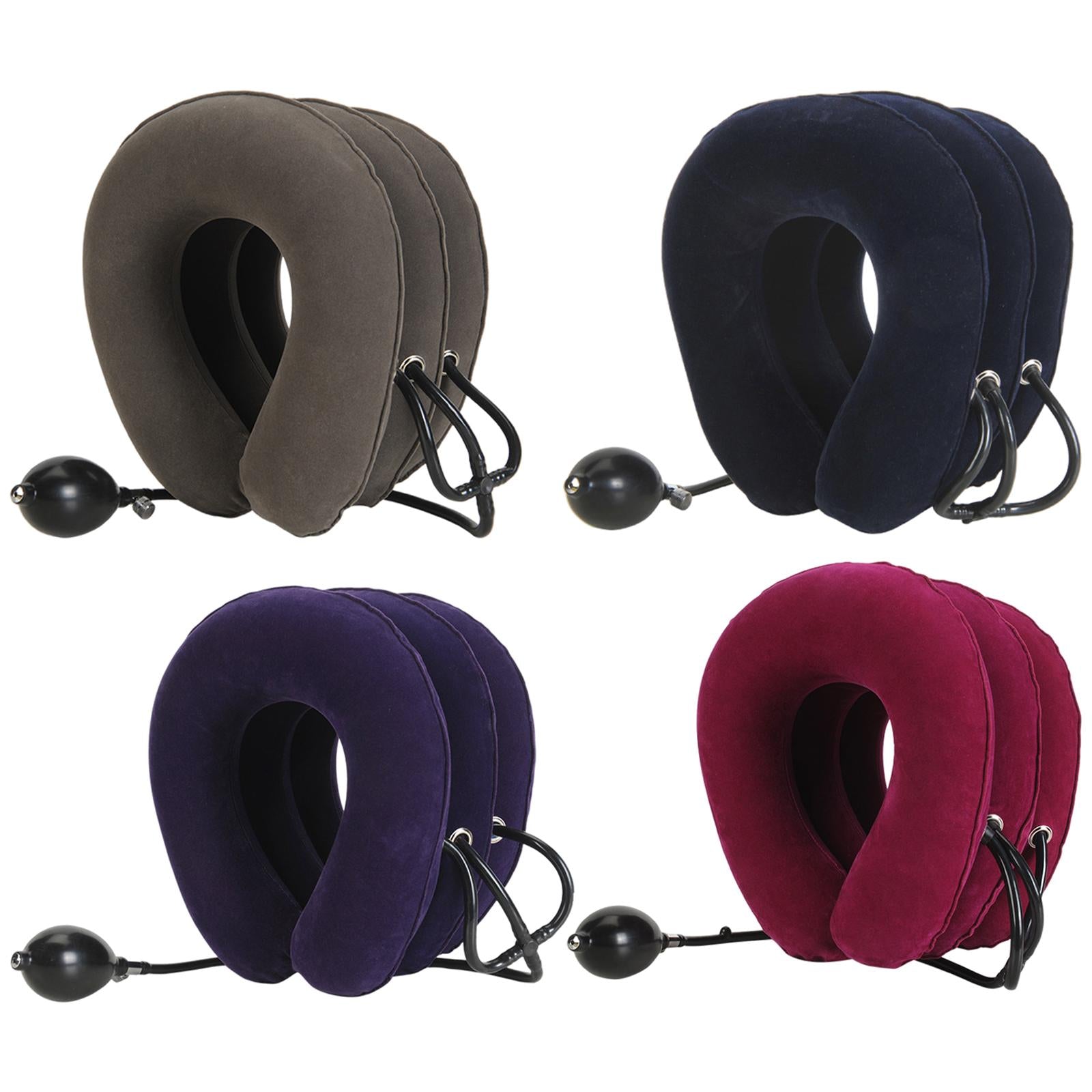 Neck Traction Device Inflatable Neck Stretcher Support Pillow Dark Blue