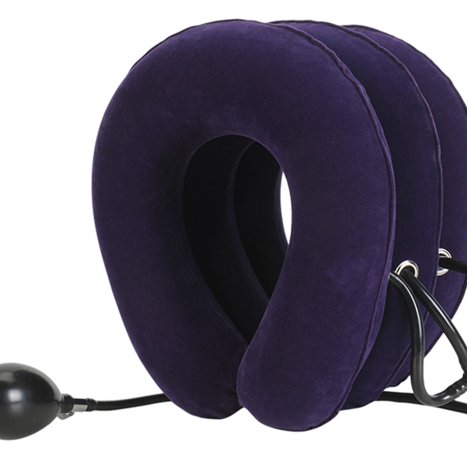 Neck Traction Device Inflatable Neck Stretcher Support Pillow Dark Purple