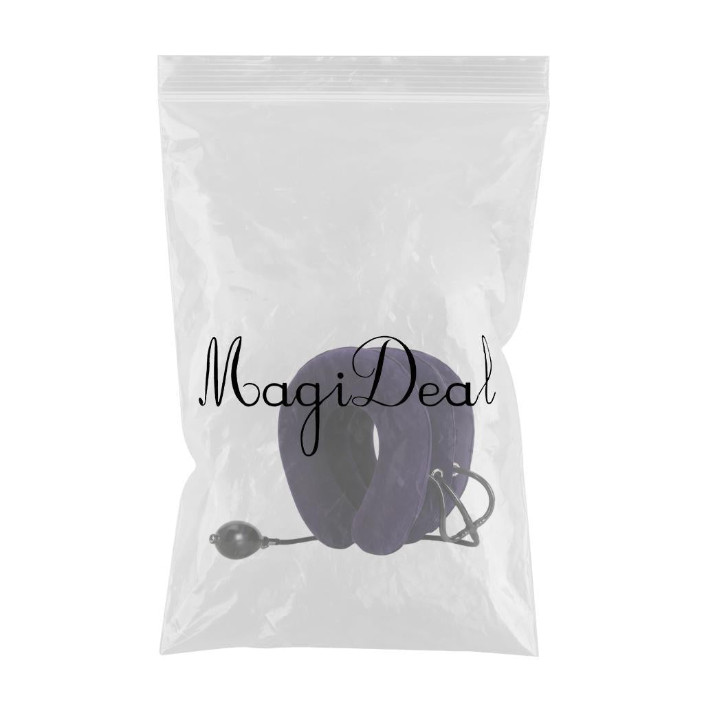 Neck Traction Device Inflatable Neck Stretcher Support Pillow Dark Purple