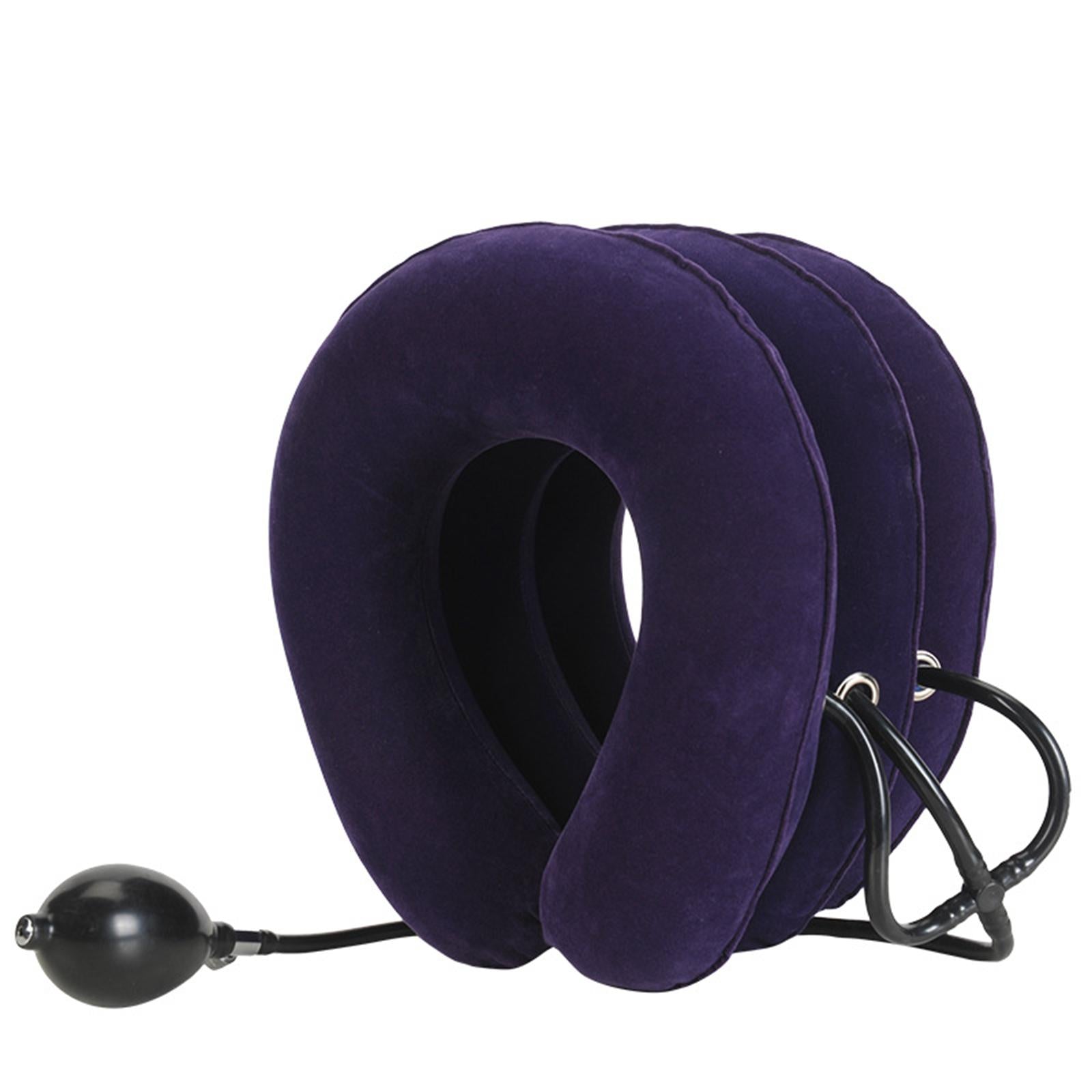 Neck Traction Device Inflatable Neck Stretcher Support Pillow Dark Purple