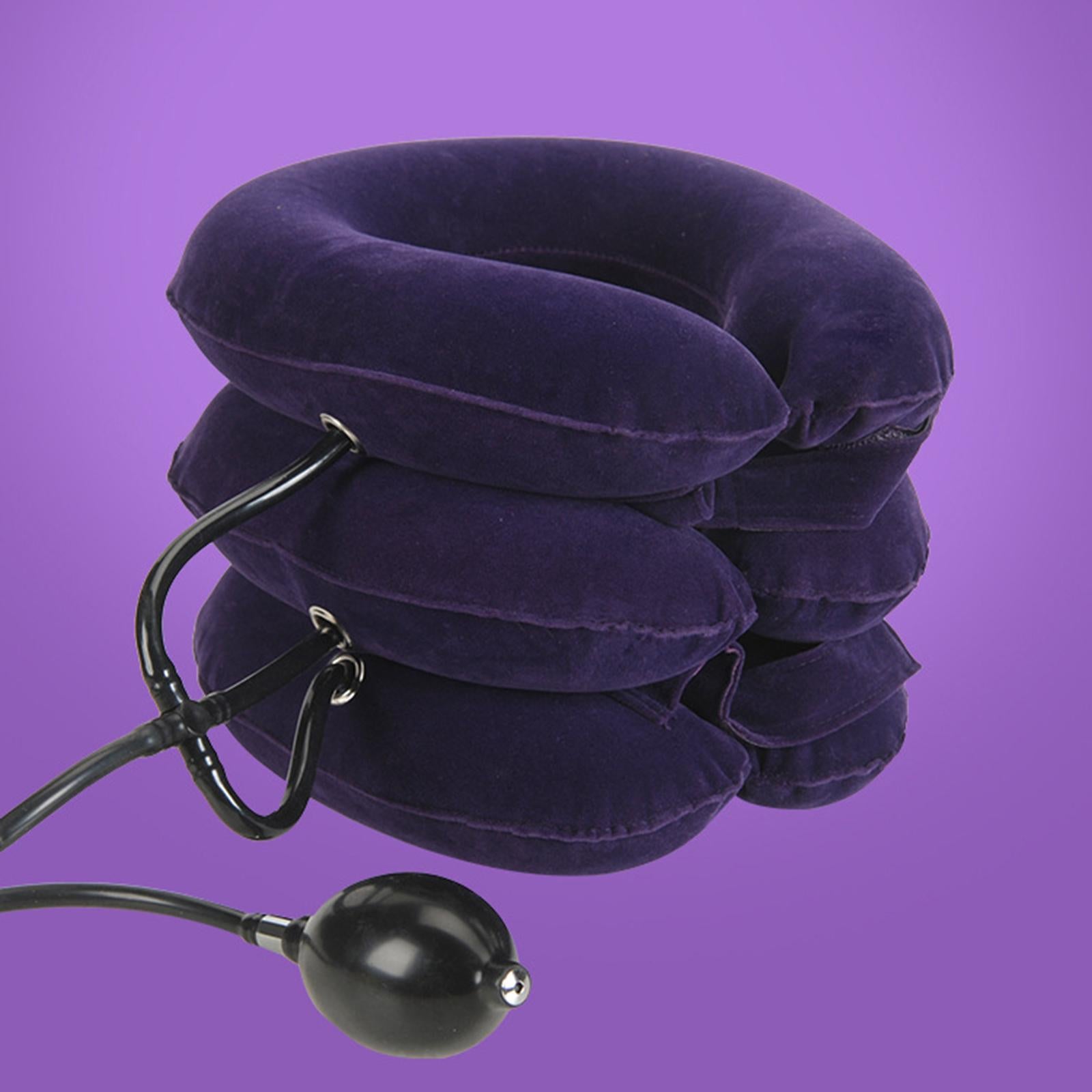 Neck Traction Device Inflatable Neck Stretcher Support Pillow Dark Purple