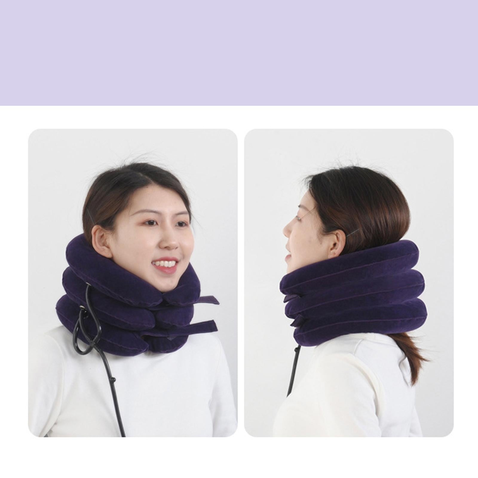 Neck Traction Device Inflatable Neck Stretcher Support Pillow Dark Purple