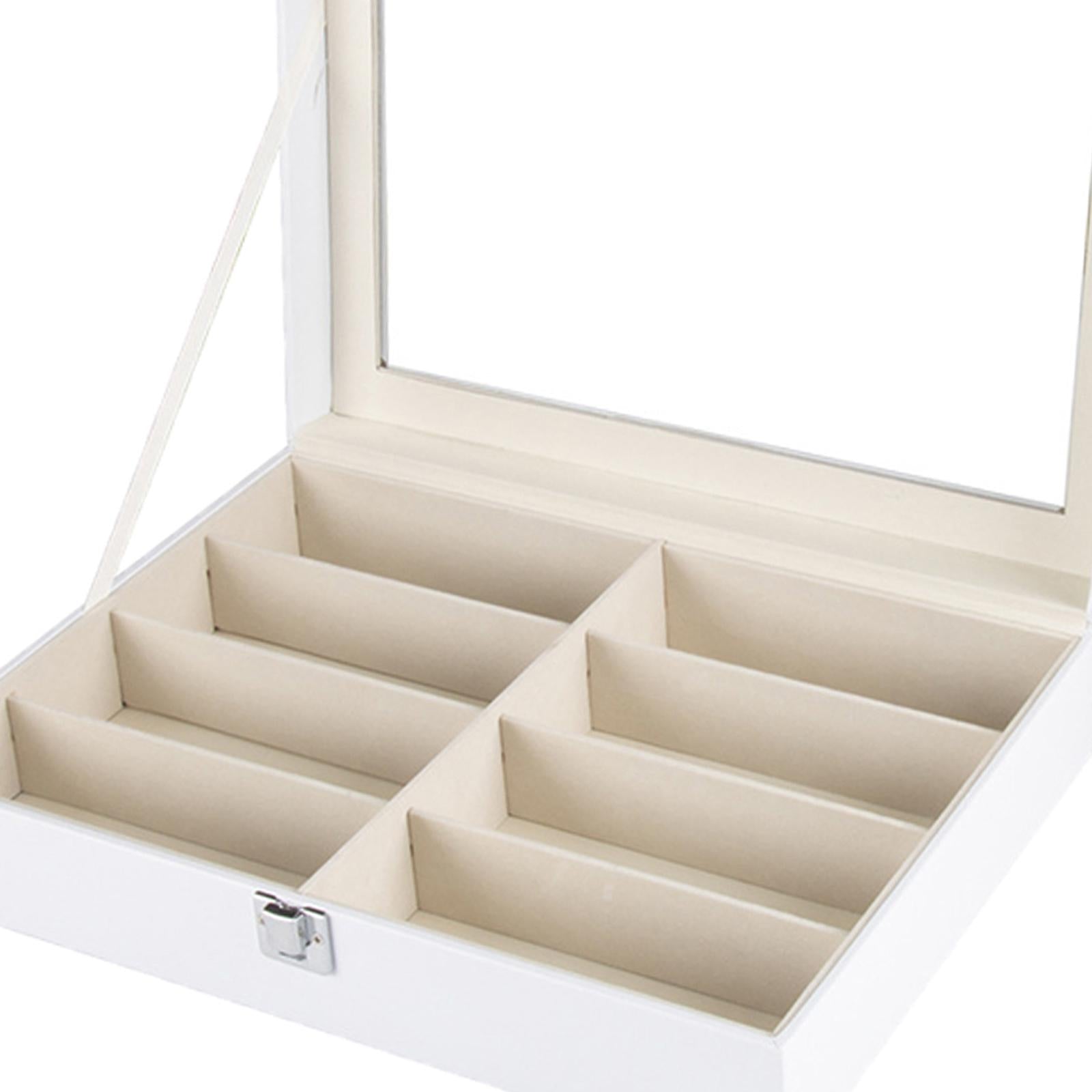 8 Grids Sunglasses Display Storage Box Wood Home Gadget White Drawer